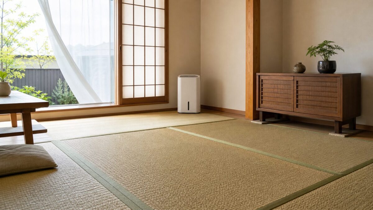 換気と除湿を行う明るい畳の和室